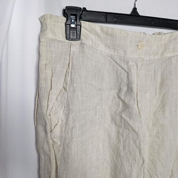 Marilyn's Stretch Flare Cream Linen Pants Lagenlook IT 46 - Picture 2 of 6